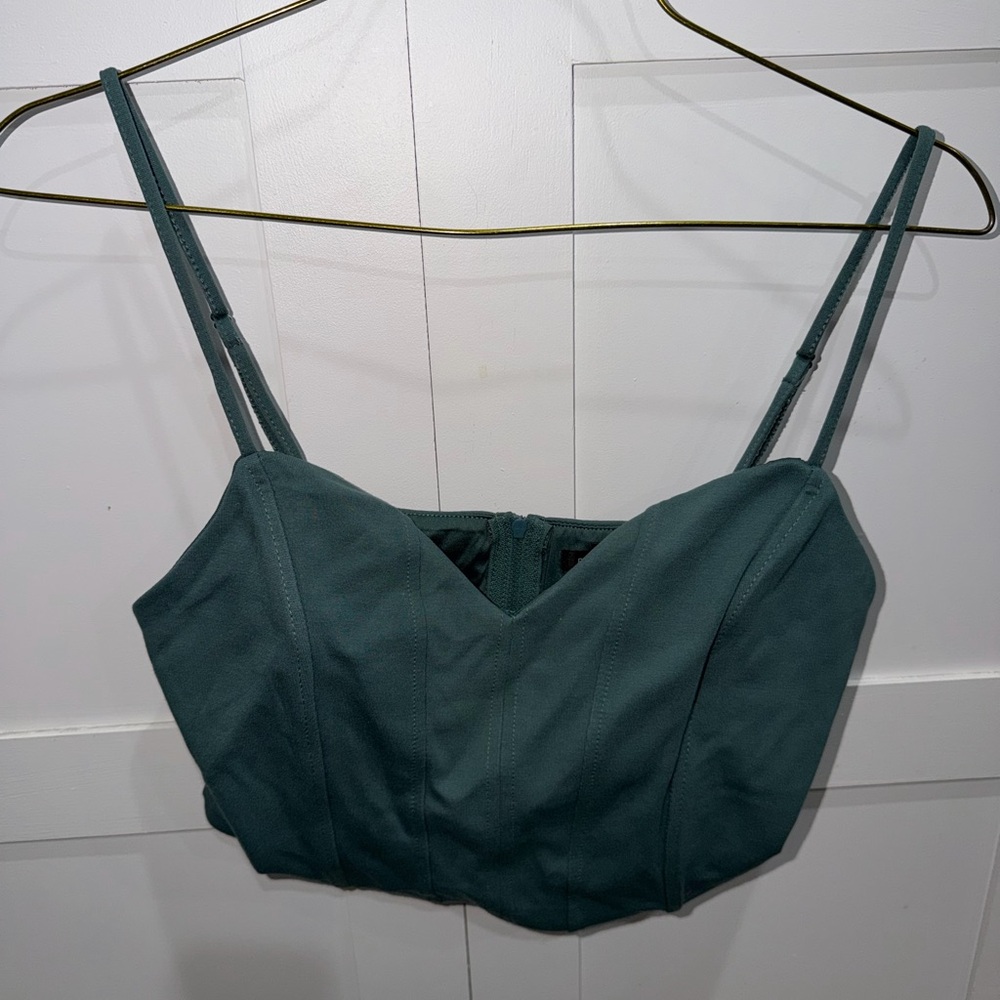 Dynamite Teal Fitted Cropped Bustier
